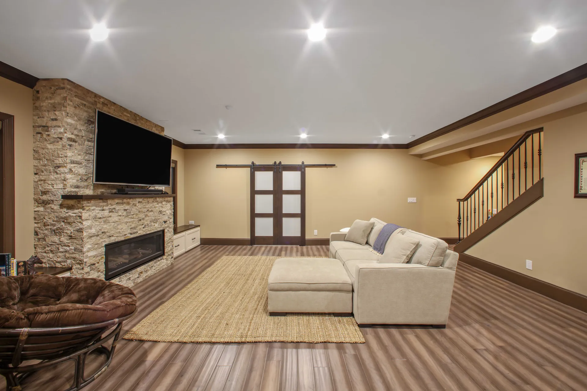 Finished basement in Roswell, GA by HomeVantage
