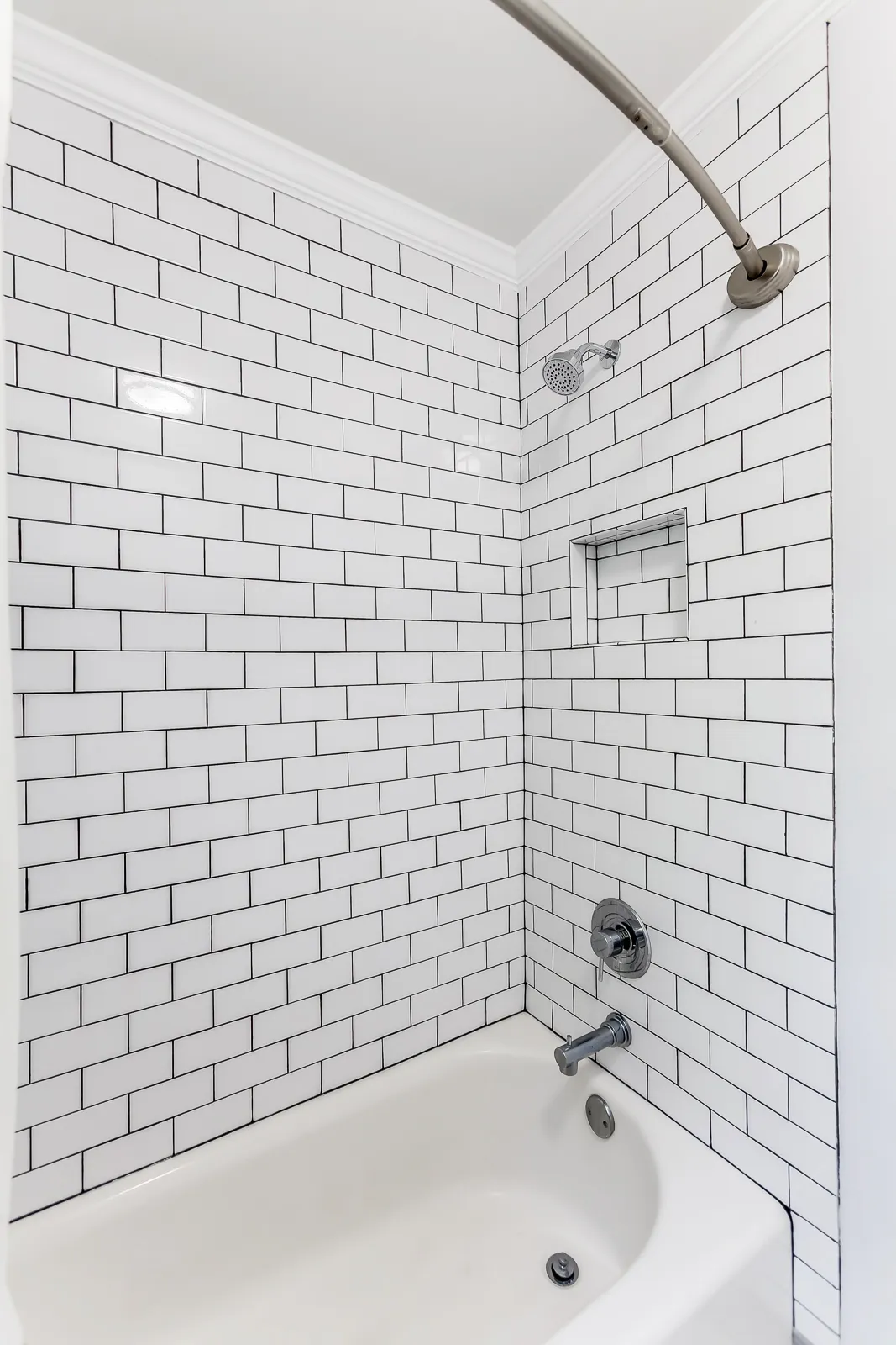 Walk-in shower, Custom tilework — Alpharetta bathroom remodel by HomeVantage