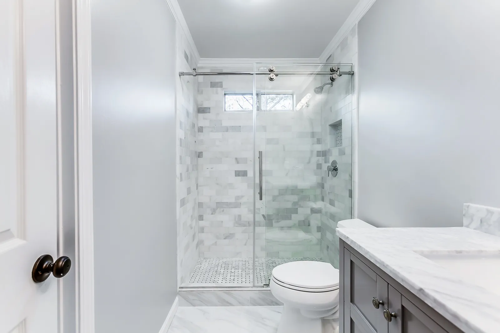 Walk-in shower — Alpharetta bathroom remodel by HomeVantage