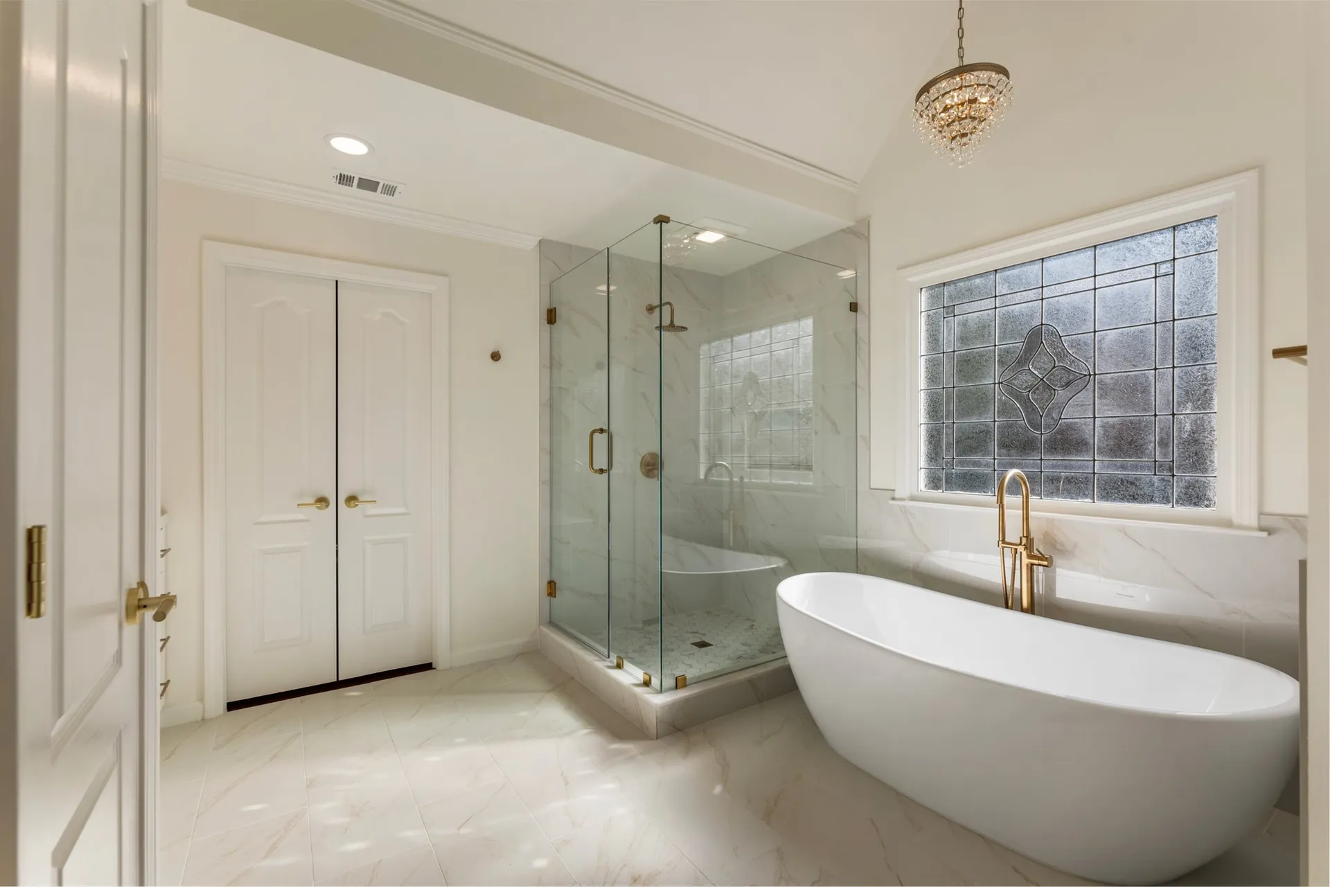 Walk-in shower, Tub — Alpharetta bathroom remodel by HomeVantage