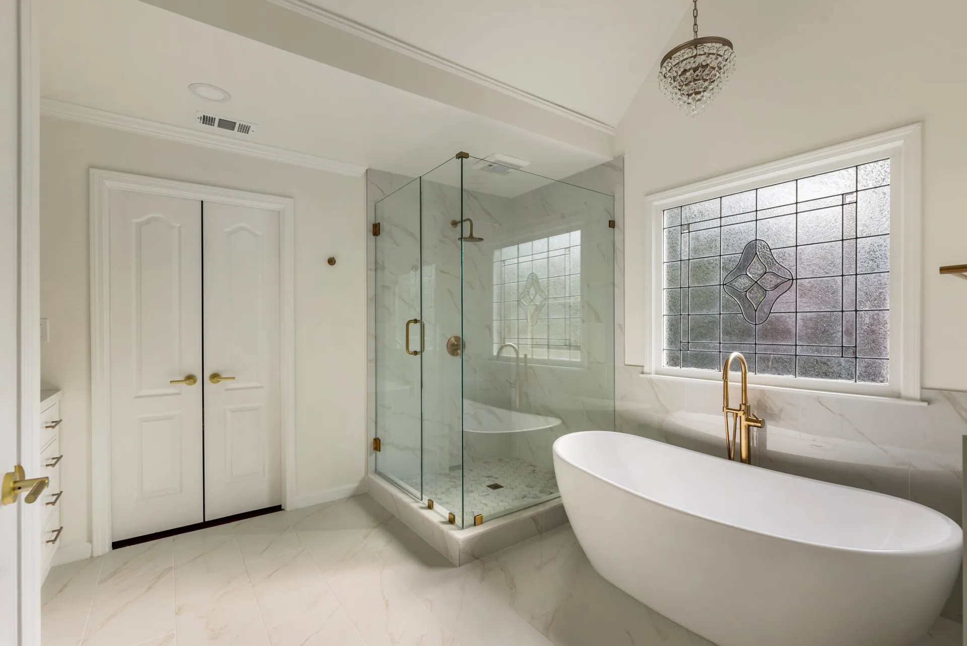 Walk-in shower, Tub — Alpharetta bathroom remodel by HomeVantage