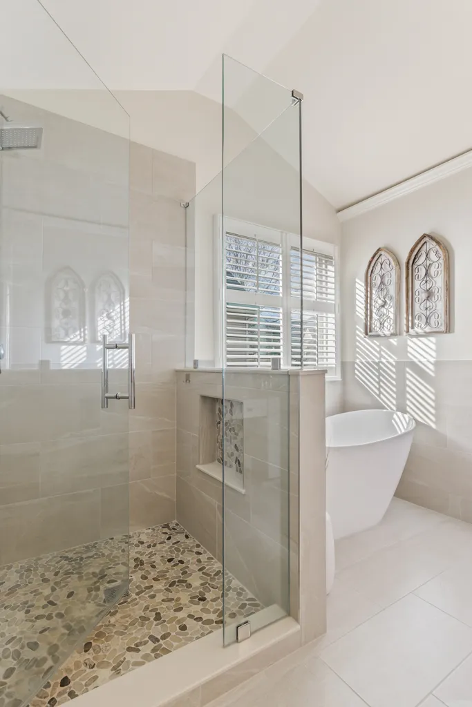 Walk-in shower — Cumming bathroom remodel by HomeVantage