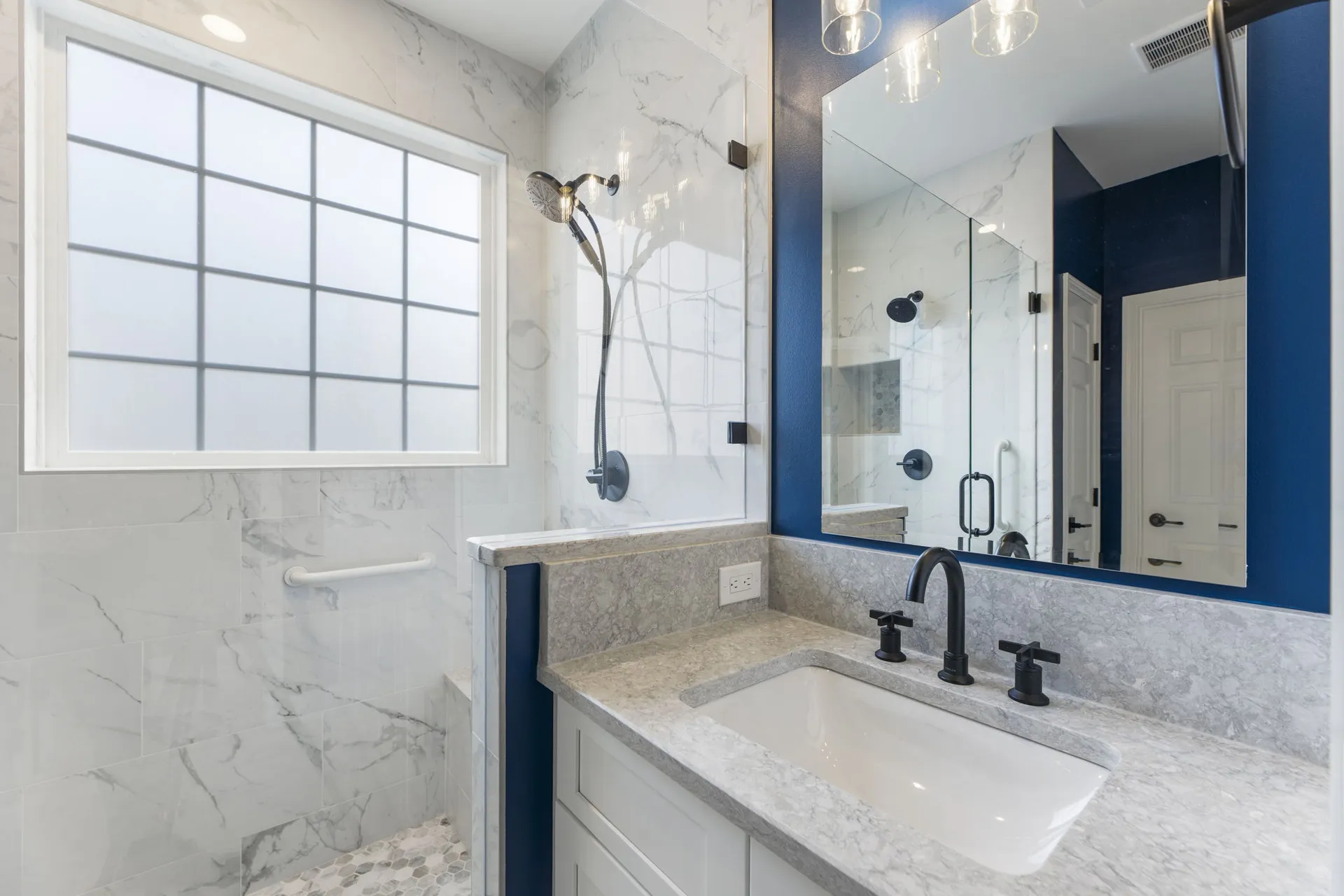 Walk-in shower — Cumming bathroom remodel by HomeVantage