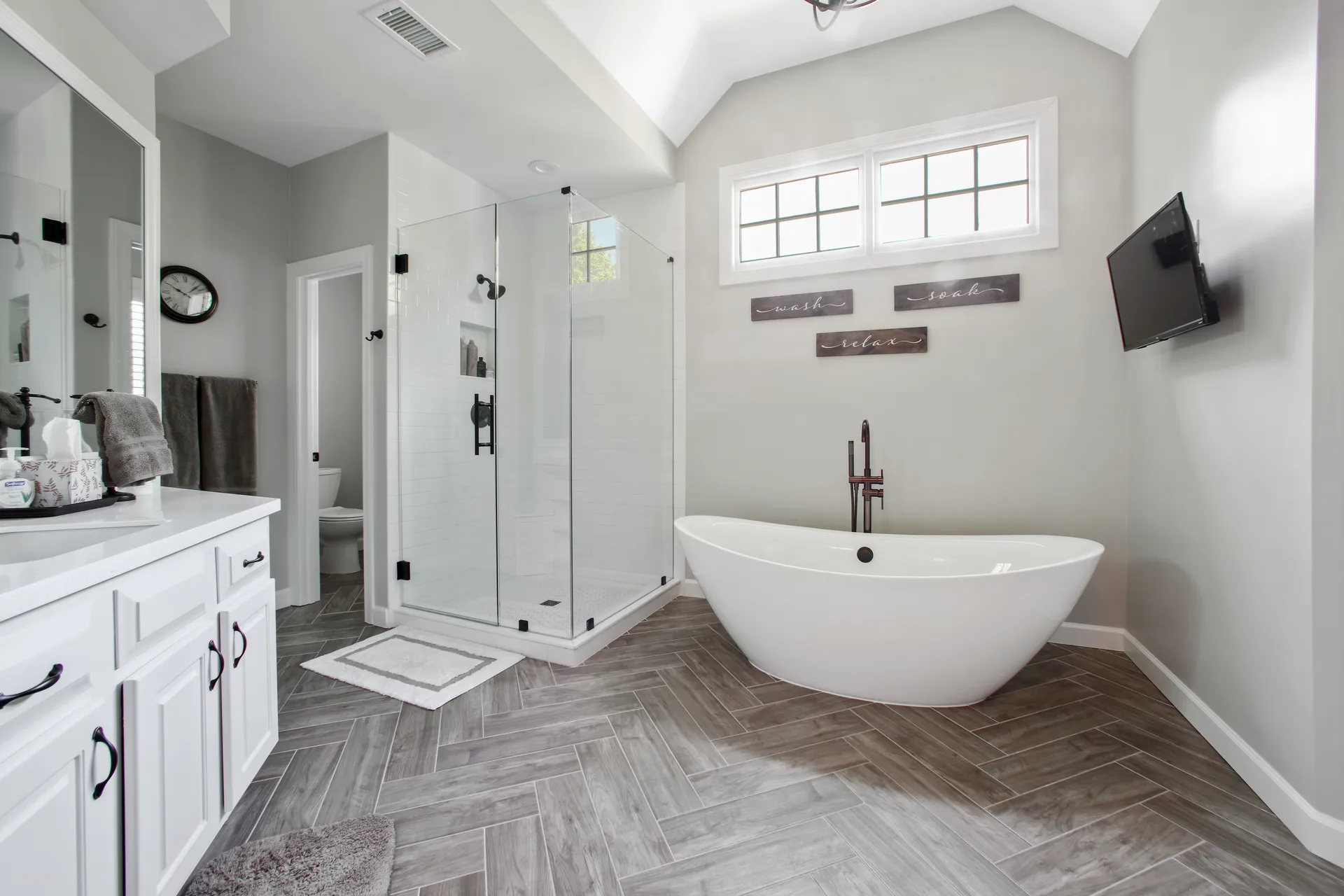 Tub, Vanity — Duluth bathroom remodel by HomeVantage