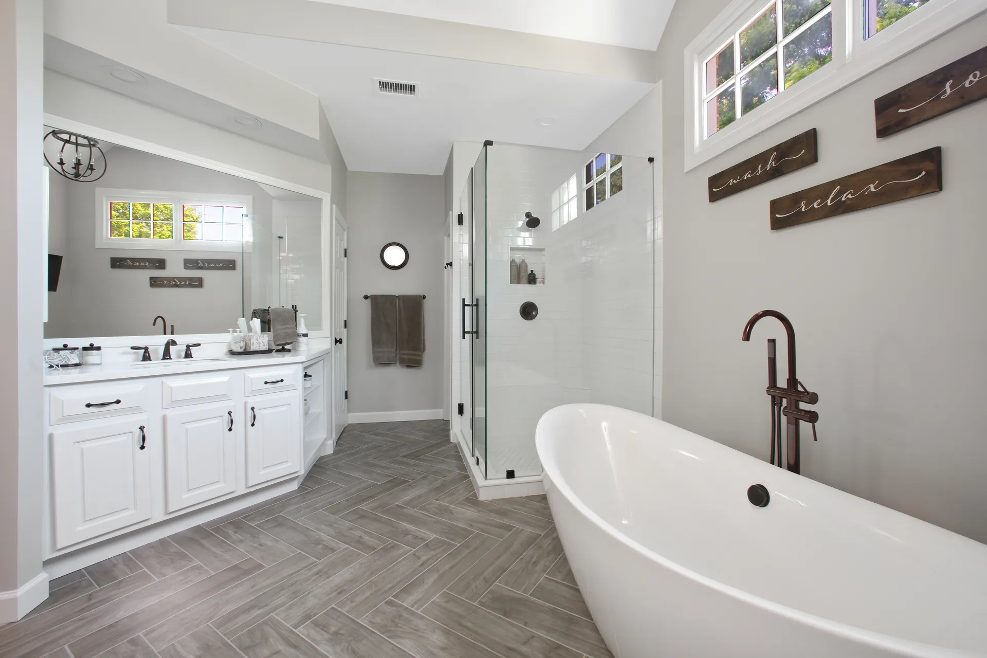 Walk-in shower, Tub — Duluth bathroom remodel by HomeVantage