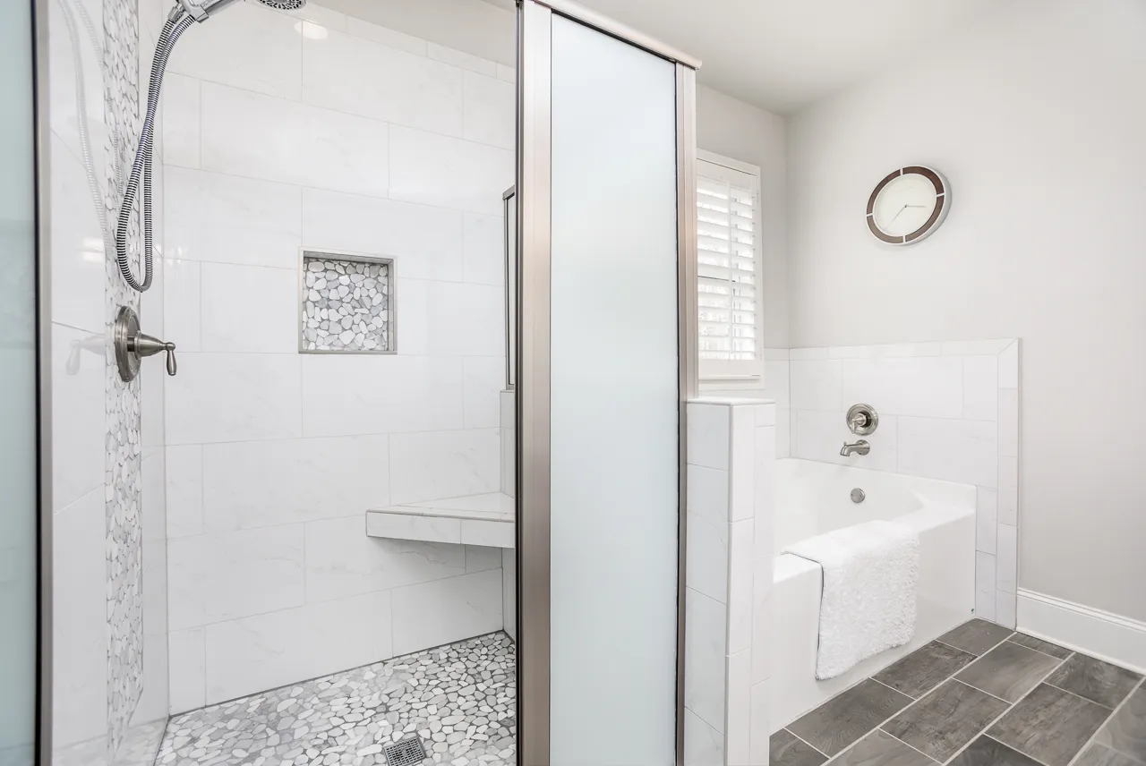 Walk-in shower — Milton bathroom remodel by HomeVantage