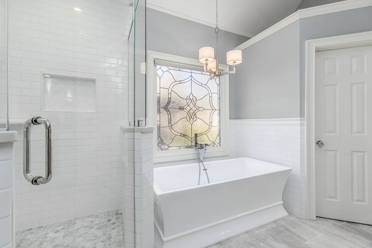 Walk-in shower — Roswell bathroom remodel by HomeVantage