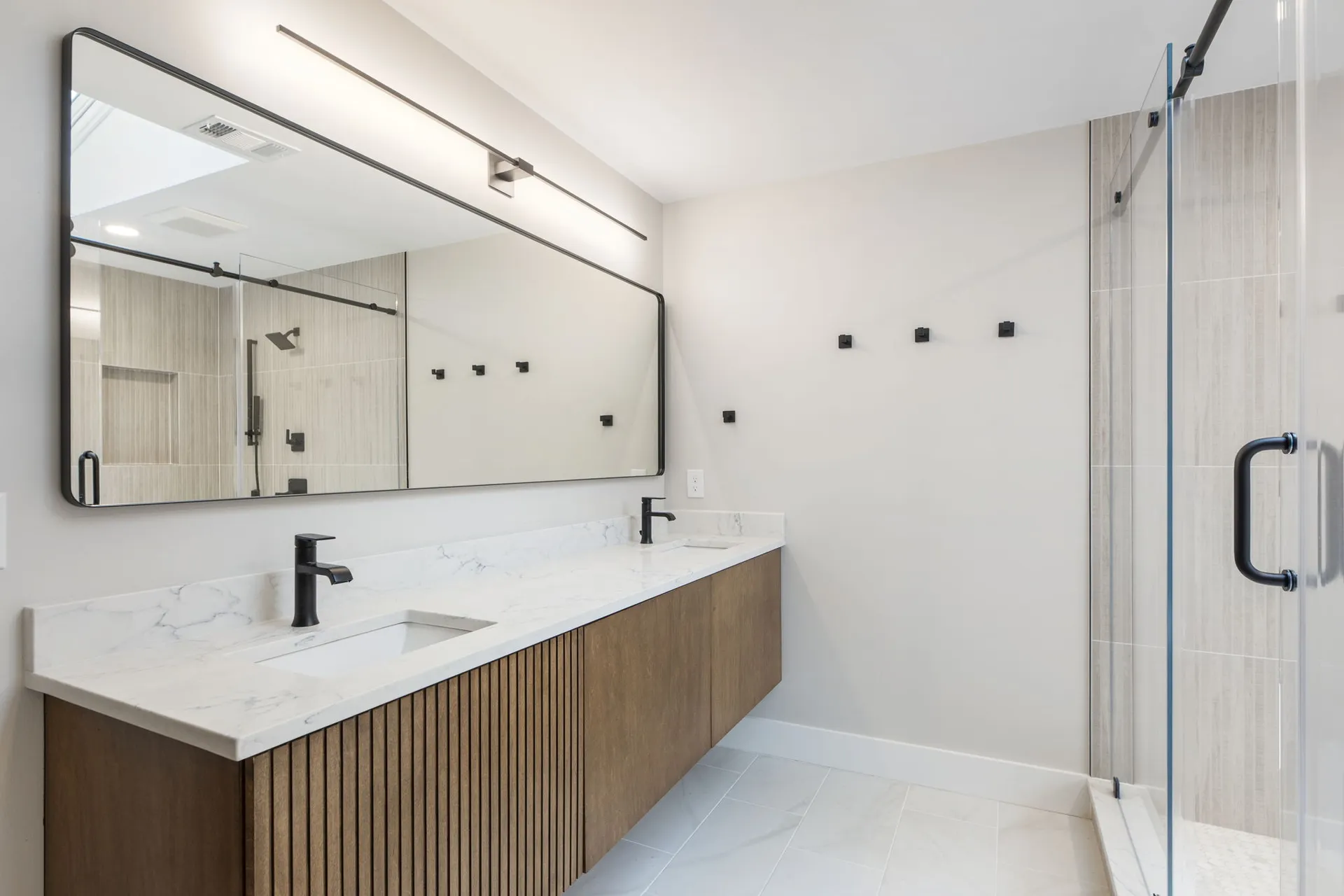 Walk-in shower — Roswell bathroom remodel by HomeVantage