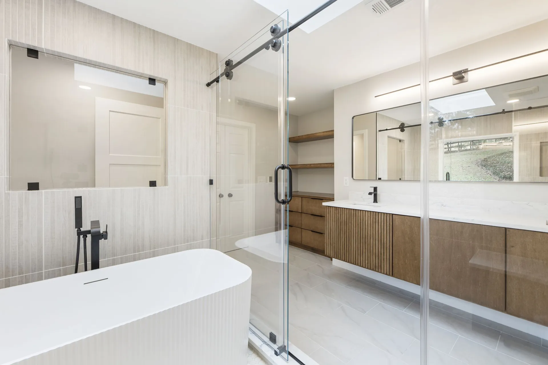 Walk-in shower, Tub — Roswell bathroom remodel by HomeVantage