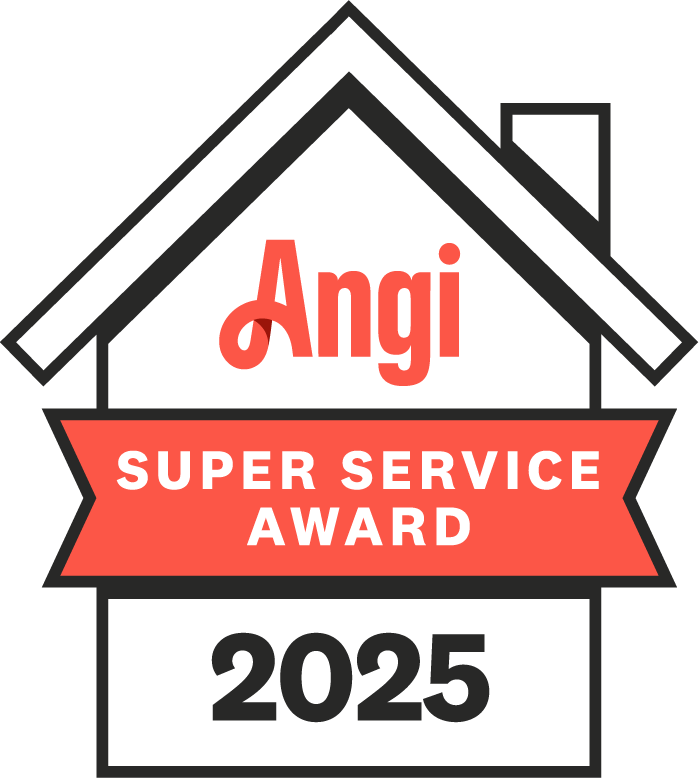 Angi Super Service Award 2025 badge showcasing HomeVantage's recognition for excellence in residential remodeling services.