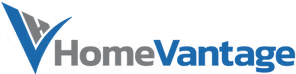 HomeVantage logo featuring a blue checkmark and the brand name, representing a remodeling service provider specializing in kitchen renovations.
