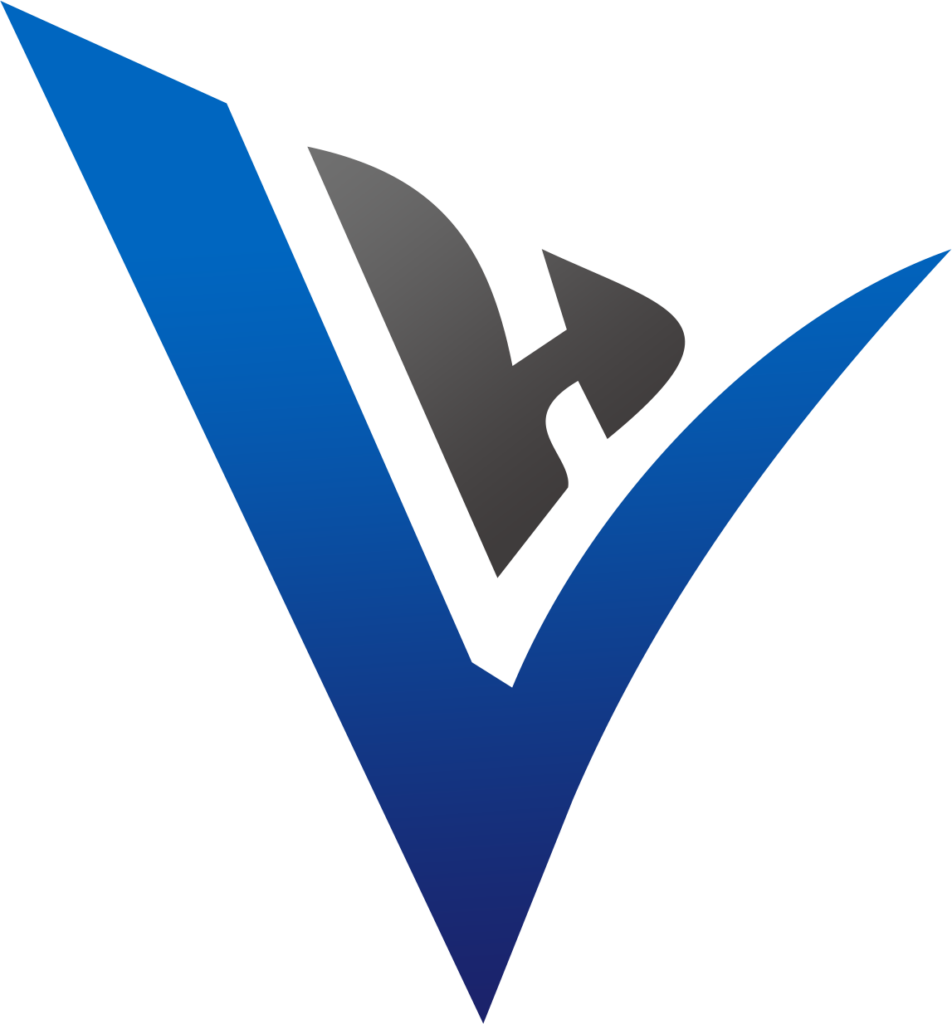 HomeVantage logo featuring a stylized blue "V" and gray "H," representing residential remodeling services in Alpharetta, GA.